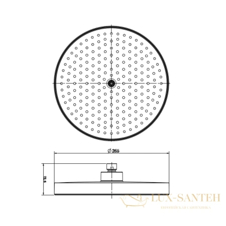 верхний душ aquame aqm8604cr, 1 режим, 264 мм, хром