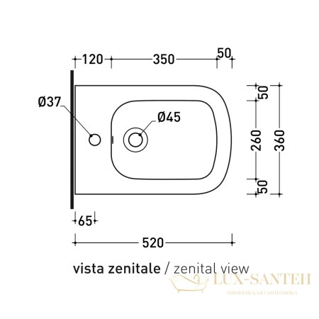 биде подвесное flaminia play, py218, 520x360x260 мм, с 1-м отверстием под смеситель, крепление в комплекте, белый глянцевый
