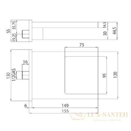 каскадный излив bossini cascata xl e88500.030, хром