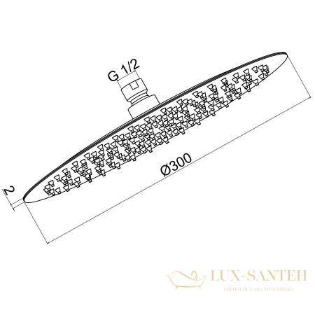 верхний душ aquame aqm8605gm, 1 режим, 300 мм, без держателя, оружейная сталь брашированная