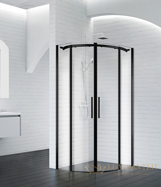 душевой уголок belbagno acqua acqua-r-2-90-c-nero 90x90 см профиль черный, стекло прозрачное