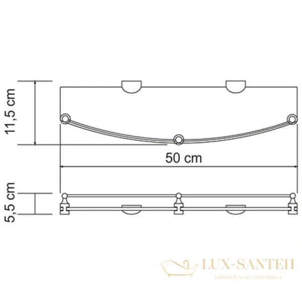 полка стеклянная wasserkraft kammel k-8344 50 см, хром