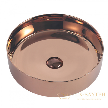 раковина накладная abber bequem ac2109rg, 40х40 см, розовое золото глянцевый 