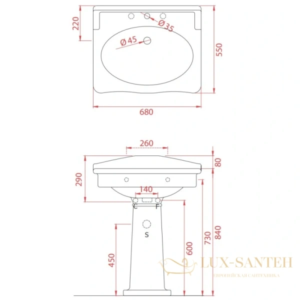 раковина artceram hermitage hel002 01 00 68х55 см, белый