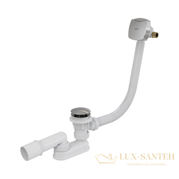 alcaplast сифон для ванны click/clack с напуском воды через перелив пластик/металл длина 80 см a508km-80
