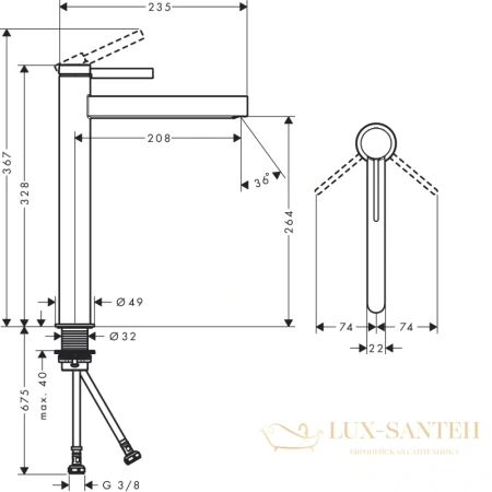 смеситель для раковины hansgrohe finoris 260 76070670, матовый черный