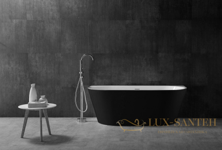 ванна акриловая пристенная abber ab9216-1.7mb, черный матовый