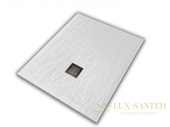 поддон керамический hatria petra_h3 pa10008000100 с сифоном, размер 100x80x3 см, белый/нержавеющая сталь