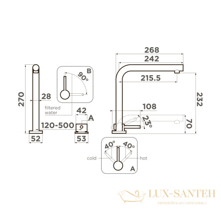 смеситель omoikiri nara 2 plus-bn 4994368 для кухни с подключением к фильтру, нержавеющая сталь