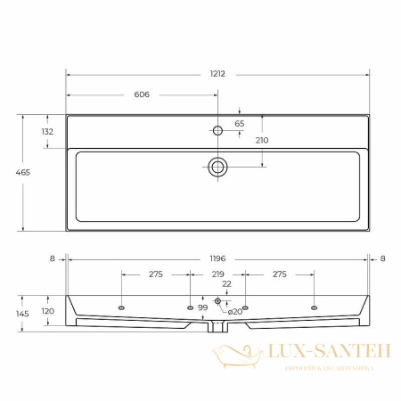 раковина cezares czr-mil-120-lvb 120 см, белый