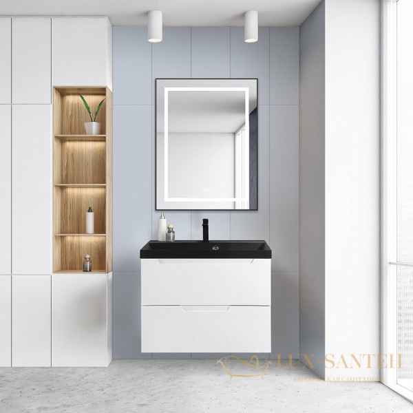 раковина belbagno bb800/450-lv-art-ast-nero 80 см, черный матовый