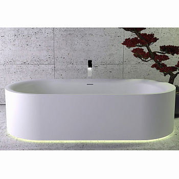 ванна отдельностоящая 190x90x50 см, knief moon, 0600-030-01, c встроенной led подсветкой, слив- перелив, белый матовый