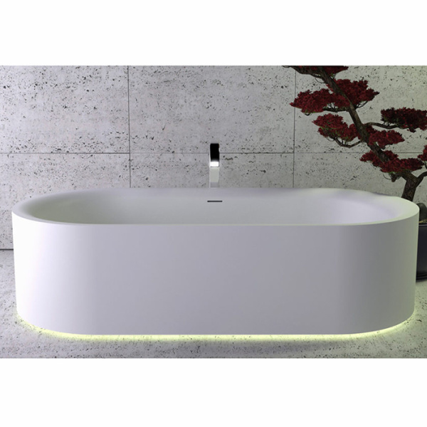 knief moon, 0600-030-01, ванна отдельностоящая 190x90x50 cm, c встроенной led подсветкой ,с слив переливом , цвет белый матовый