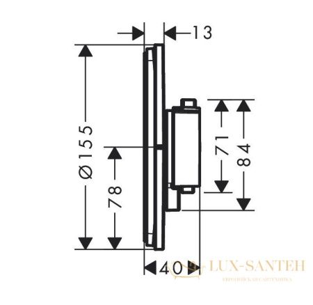 термостат для душа встраиваемый hansgrohe showerselect comfort s, 15553140, бронза шлифованная
