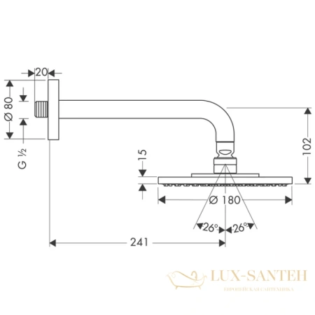 верхний душ hansgrohe raindance s 180 air 27476000