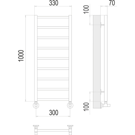 полотенцесушитель водяной terminus контур 4670078529664 п9 300x1000