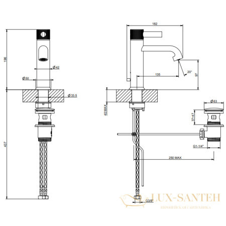 смеситель для раковины gessi inciso 58001.031, хром