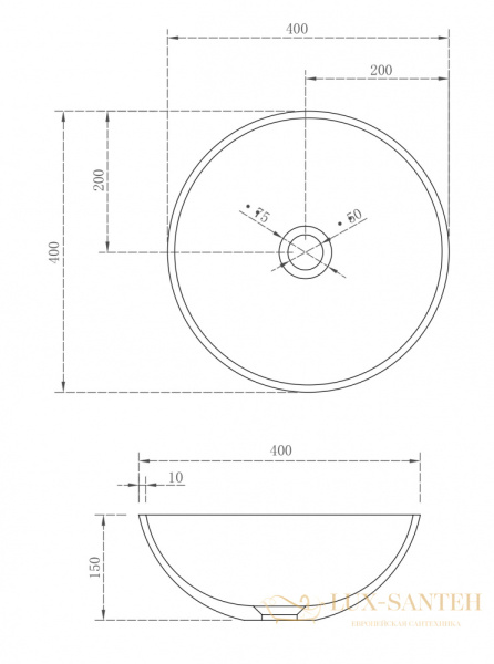 раковина накладная abber stein as2608, 40х40 см, белый матовый