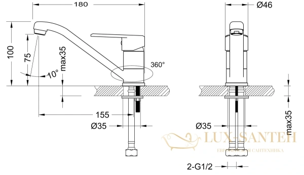 смеситель для умывальника lemark point lm0307c с поворотным изливом, хром