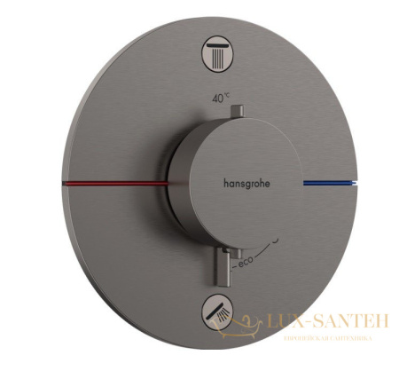 термостат для душа встраиваемый hansgrohe showerselect comfort s, 15554340, на 2 выхода,, черный хром шлифованный