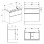 комплект мебели для ванной geberit smyle square 529.353.00.7 75 см, белый глянец