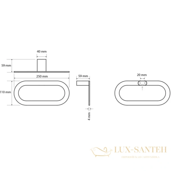 полотенцедержатель кольцо bemeta organic 167104380 черный матовый