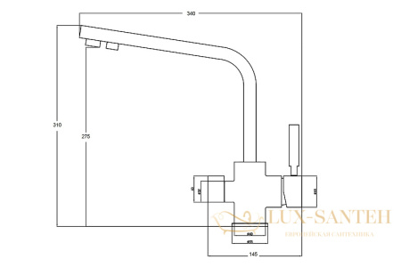 смеситель zorg steel hammer sh 909 black cr для кухни, черный матовый
