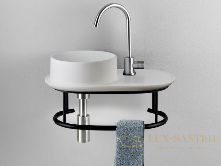 раковина накладная aet curvy на подвесной структуре, 50*30 см., с 1-м отверстием под смеситель, чаша справа, белый матовый l503t0rsv0101