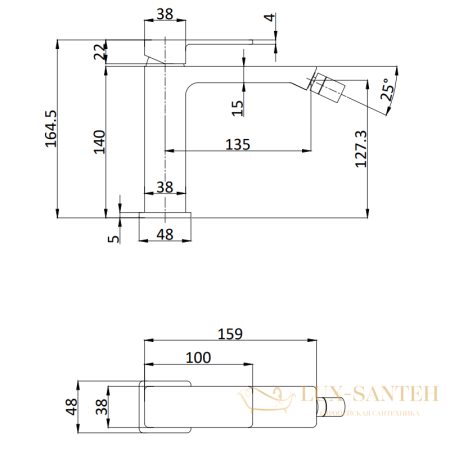 смеситель для биде aquame savona aqm6816gg, без донного клапана, золото
