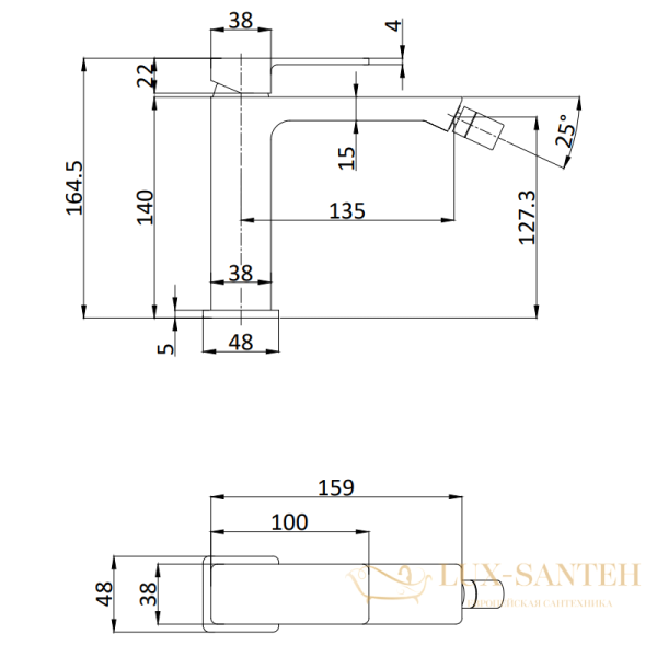 смеситель для биде aquame savona aqm6816mb, без донного клапана, черный матовый