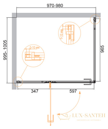 душевой уголок cezares bellagio bellagio-a-1-100-c-boro 100x100 профиль золото брашированное, стекло прозрачное