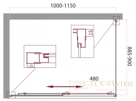 душевой уголок belbagno unique-ah-1 unique-ah-1-100/115-90-p-cr 100-115x90 см, стекло текстурное