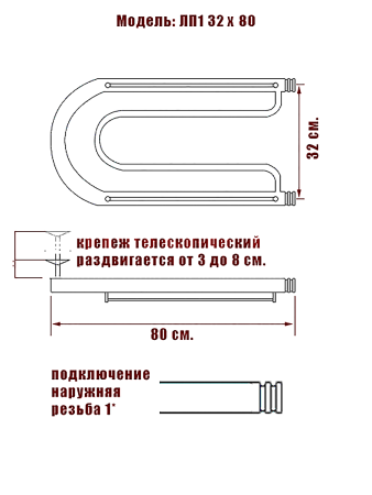 полотенцесушитель ника econ пл 32/80 с полкой, цвет хром