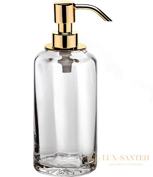 дозатор высокий surya crystal 6607/go-opg 7х7х19 см с помпой v5 прозрачное стекло, золото