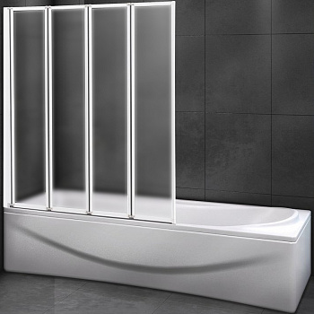 шторка на ванну cezares relax relax-v-4-90/140-p-bi-l 90 см l профиль серый, стекло рифленое