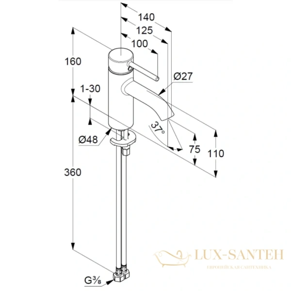 смеситель для раковины kludi bozz 382720576 с донным клапаном, хром