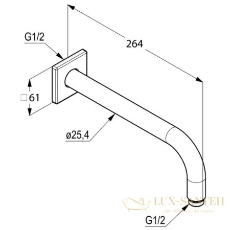 кронштейн kludi a-qa 665330500 для верхнего душа 250 мм, хром