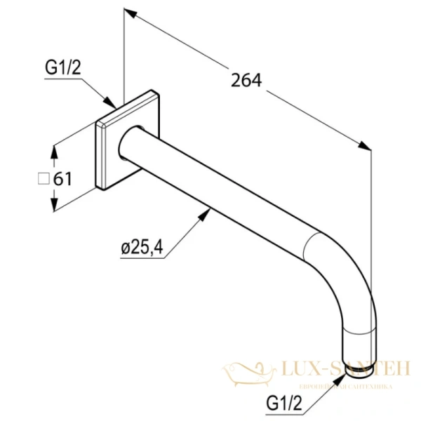 кронштейн kludi a-qa 665330500 для верхнего душа 250 мм, хром