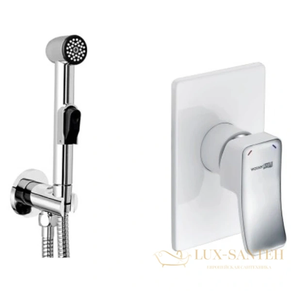 гигиенический комплект wasserkraft aller a010656white, хром/белый