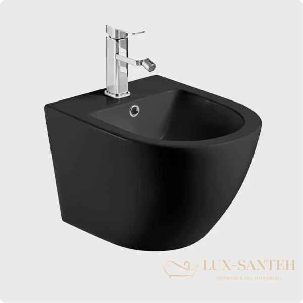 биде подвесное aquame aqm2102mb, с 1 отверстием под смеситель, черный матовый