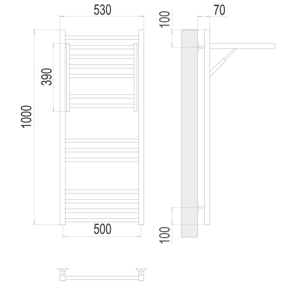 полотенцесушитель водяной terminus валенсия стандарт 4670078529480 п12 500x1000