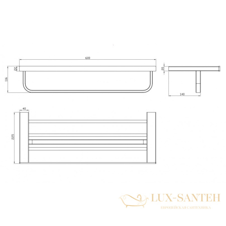 полка для полотенец milacio ultra mcu.955.gd, золото брашированное