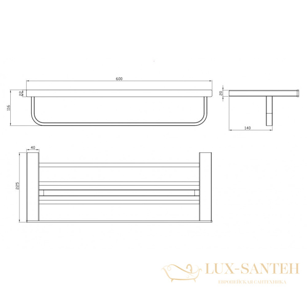 полка для полотенец milacio ultra mcu.955.gd, золото брашированное