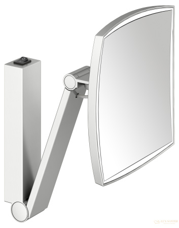 косметическое зеркало keuco ilook_move 17613219004, с кнопочным выключателем, x 5 кратное увеличение, дневной свет, нержавеющая сталь шлифованная 
