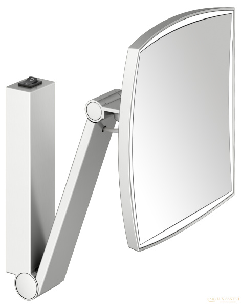 косметическое зеркало keuco ilook_move 17613219004, с кнопочным выключателем, x 5 кратное увеличение, дневной свет, нержавеющая сталь шлифованная 
