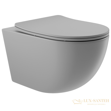 унитаз подвесной aqueduto ovo, ovo0130, 525*360 безободковый, сиденье c микролифтом, серый матовый