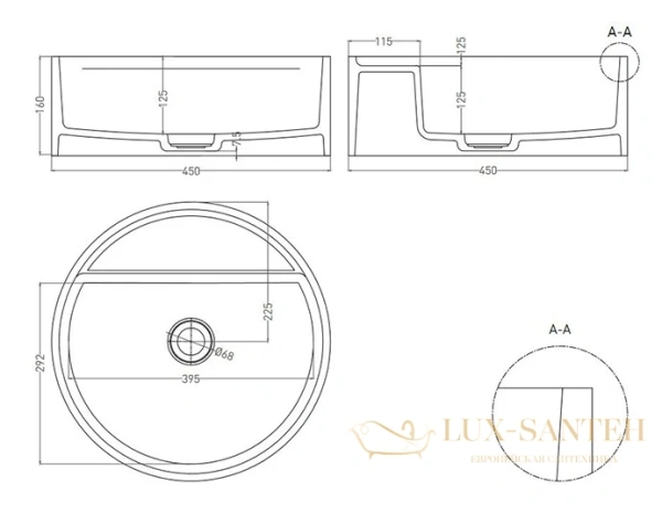 раковина salini armonia 130116g s-sense 45x45 см, белый