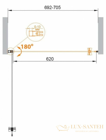 душевая дверь cezares eco eco-o-b-1-70-p-cr 70 см профиль хром, стекло рифленое