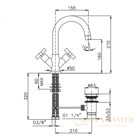 смеситель для раковины, nicolazzi m.croce, 2236cr27, хром