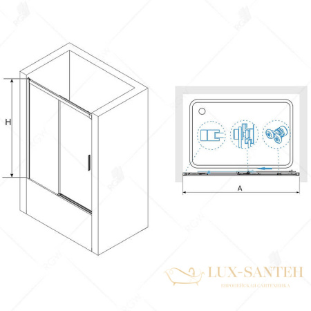 шторка rgw screens 34114518-11 на ванну sc-45 180x150, профиль хром, стекло прозрачное